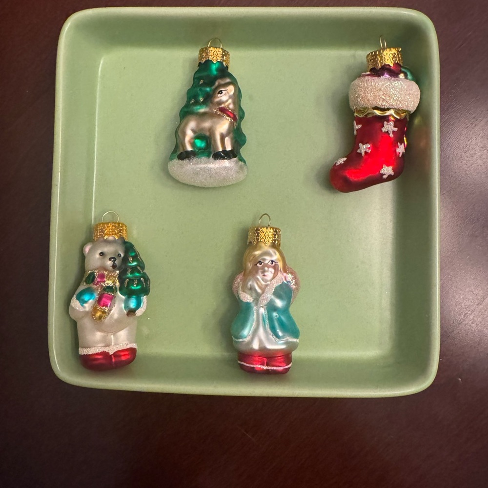 4 Handcrafted glass ornaments